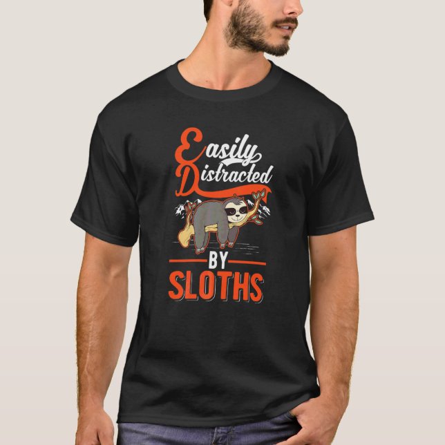 Camiseta Fácilmente Distraído Por Perezosos (Anverso)