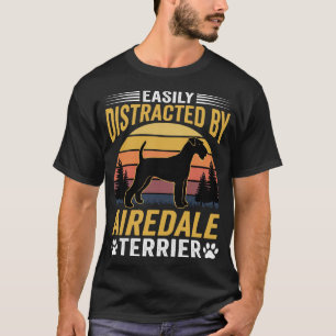 Camiseta Fácilmente Distraído por Perro Retro Airedale Terr