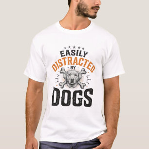 Camiseta Fácilmente Distraído Por Perros Diseño Vintage Ama