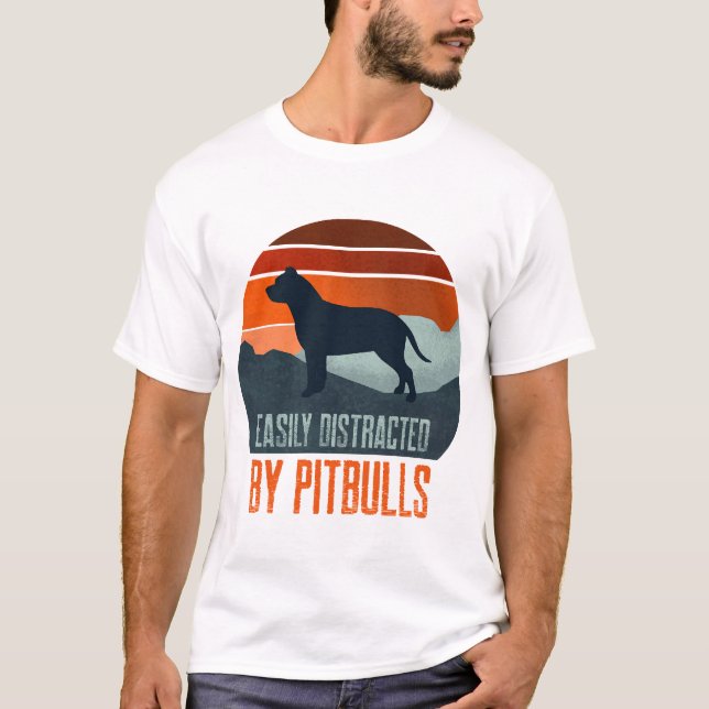 Camiseta Fácilmente Distraído Por Pitbulls Paseando Perros (Anverso)