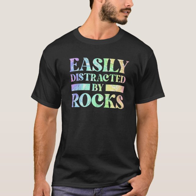 Camiseta Fácilmente Distraído Por Rocks Geology Retro (Anverso)