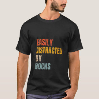 Camiseta Fácilmente Distraído Por Rocks Retro Geology Rock 