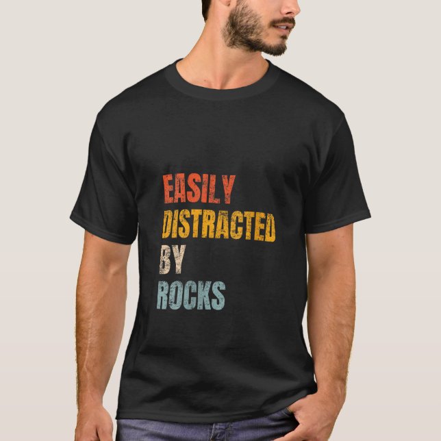 Camiseta Fácilmente Distraído Por Rocks Retro Geology Rock  (Anverso)