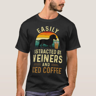 Camiseta Fácilmente Distraído Por Salchichas Y Café Helado