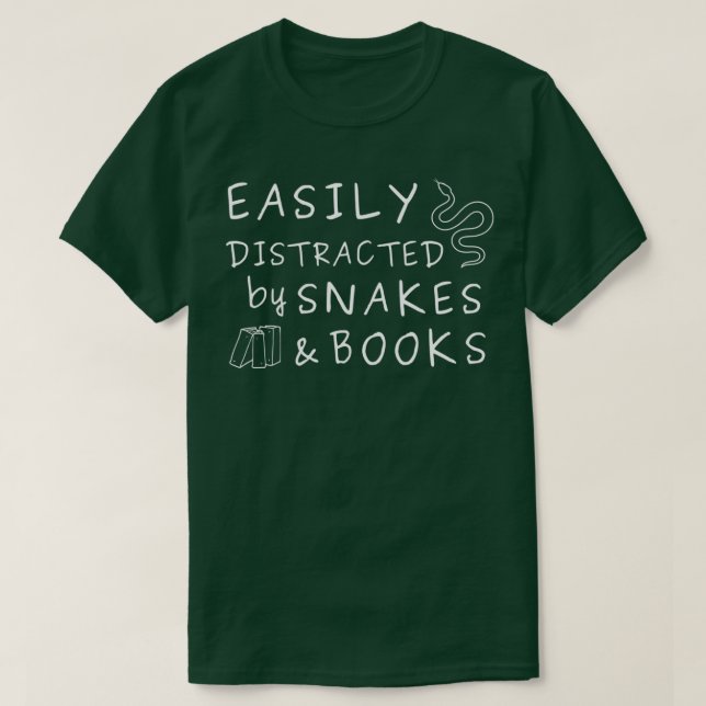 Camiseta Fácilmente distraído por serpientes y libros, serp (Diseño del anverso)