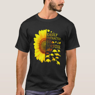 Camiseta Fácilmente Distraído Por Tortoise Sunflower Lover