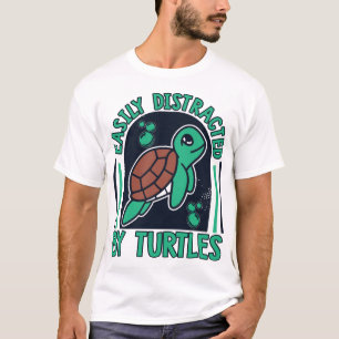 Camiseta Fácilmente Distraído Por Tortugas Caimanes Mordedo