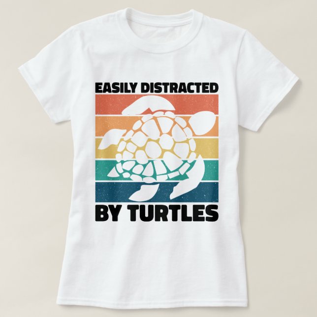 Camiseta Fácilmente Distraído Por Tortugas Funny Anfibio Gu (Diseño del anverso)