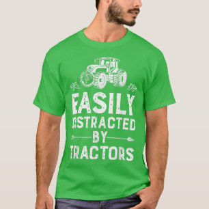 Camiseta Fácilmente Distraído Por Tractores A Mujeres Hombr