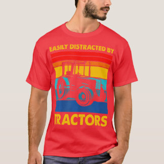 Camiseta Fácilmente Distraído Por Tractores Funny Farm Trac