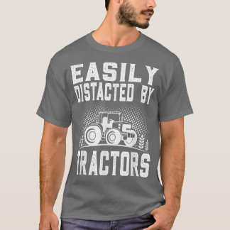 Camiseta Fácilmente Distraído Por Tractores Granjeros Camis