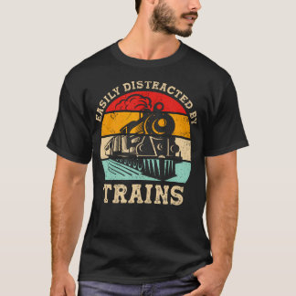 Camiseta Fácilmente Distraído Por Trenes Entusiasta Del Fer