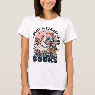Camiseta Fácilmente Distraído Por Un Ganso Antiguo Con Libr