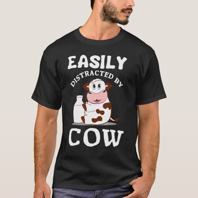 Camiseta Fácilmente Distraído Por Vaca (Anverso)