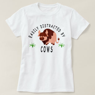 Camiseta Fácilmente Distraído Por Vacas, Amante De