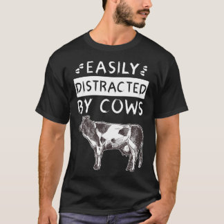 Camiseta Fácilmente Distraído Por Vacas Chico De Granja Y C