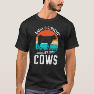 Camiseta Fácilmente Distraído Por Vacas Divertido Lindo Ani