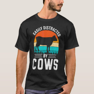 Camiseta Fácilmente Distraído Por Vacas Divertido Lindo Ani