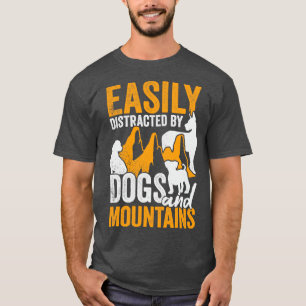 Camiseta Fácilmente Distraídos Por Perros Y Montañas