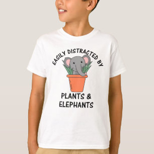 Camiseta Fácilmente Distraídos Por Plantas Y Vintage Elefan