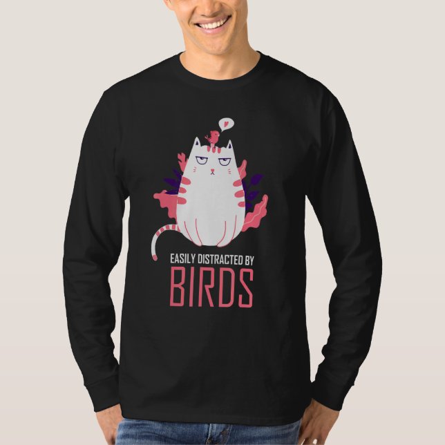Camiseta Fácilmente Distratizado Por Aves Mirando Aves B (Anverso)