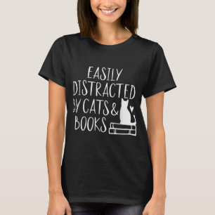 Camiseta Fácilmente Distratizado por Gatos y Libros - Libro