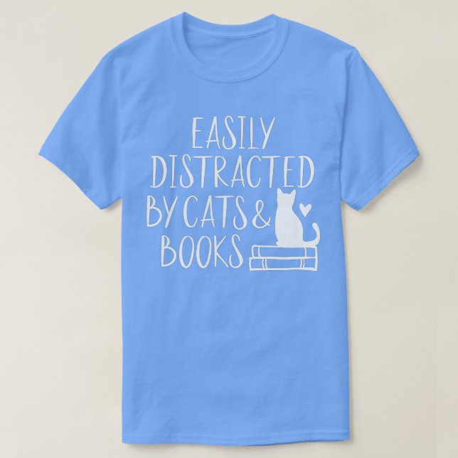 Camiseta Fácilmente Distratizado por Gatos y Libros - Libro (Diseño del anverso)