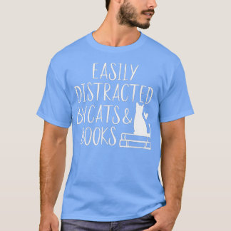 Camiseta Fácilmente Distratizado por Gatos y Libros - Libro