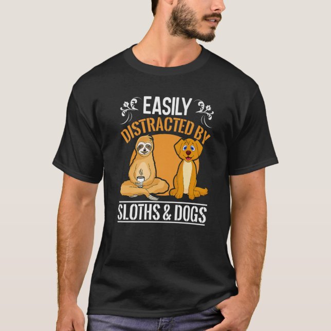 Camiseta Fácilmente Distratizado Por Sloths And Dogs Sloth (Anverso)