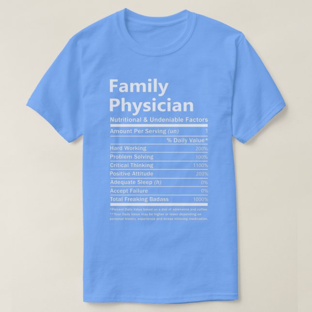 Camiseta Factor nutricional e innegable del médico de famil (Diseño del anverso)