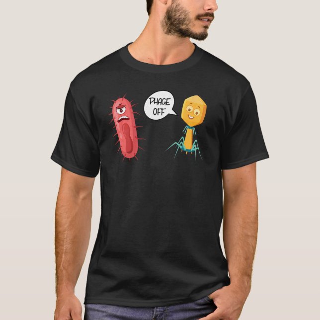Camiseta Fago Fuera Divertido Bacteriófago 2 (Anverso)