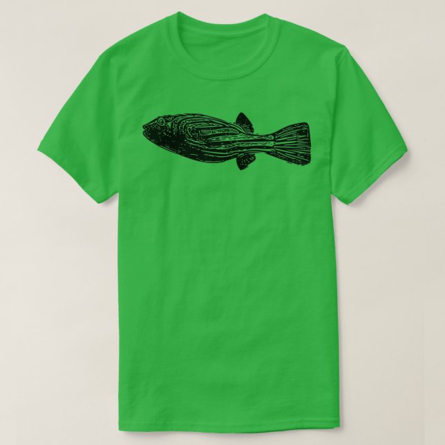 Camiseta Fahaka Nile Pufferfish Black Design Painting Pri (Diseño del anverso)