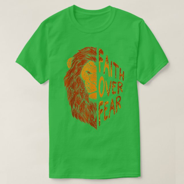 Camiseta Fair Over Fear Christian Lion Judah Faith Christia (Diseño del anverso)