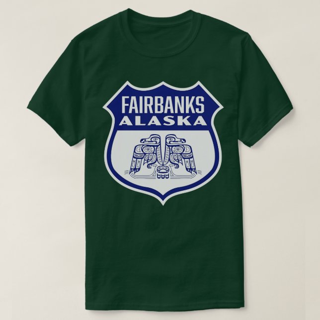 Camiseta Fairbanks Alaska Retro Bird Shield Blue (Diseño del anverso)