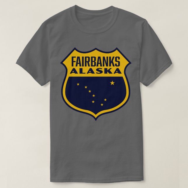 Camiseta Fairbanks Alaska Retro Shield Amarillo (Diseño del anverso)