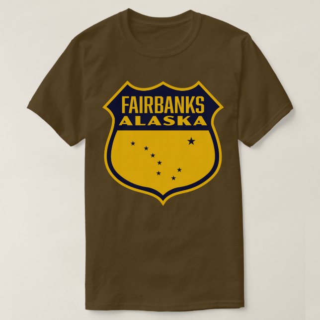 Camiseta Fairbanks Alaska Retro Shield Blue (Diseño del anverso)