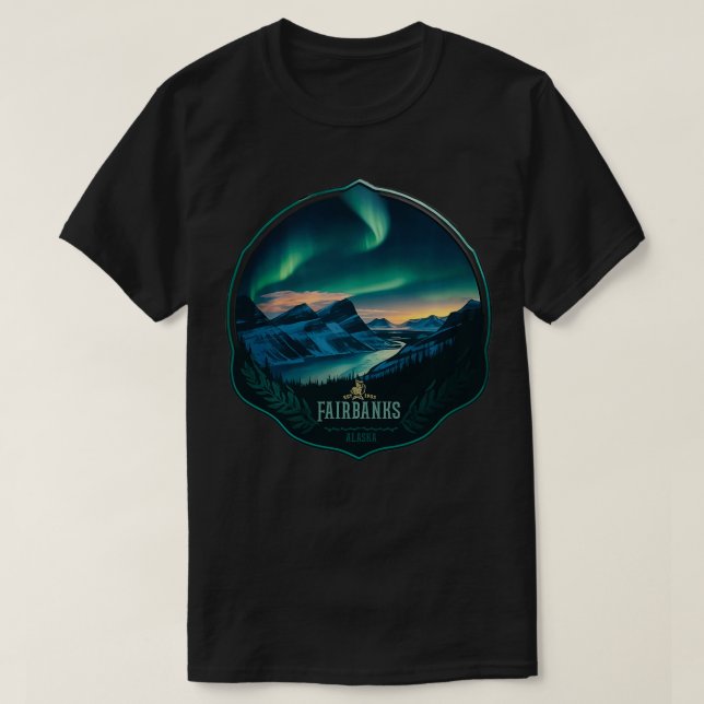 Camiseta Fairbanks Retro Luces del Norte de Estados Unidos  (Diseño del anverso)