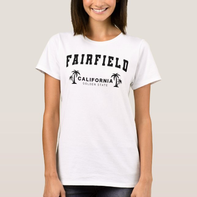 Camiseta Fairfield Blanco de las Mujeres, California (Anverso)