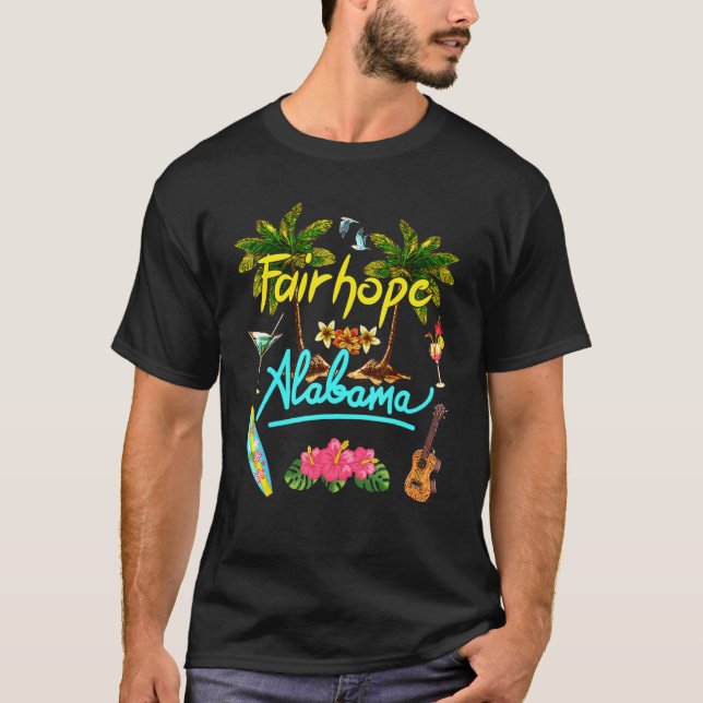 Camiseta Fairhope Alabama Beach Summer Palm Surf Sun Set Pa (Anverso)