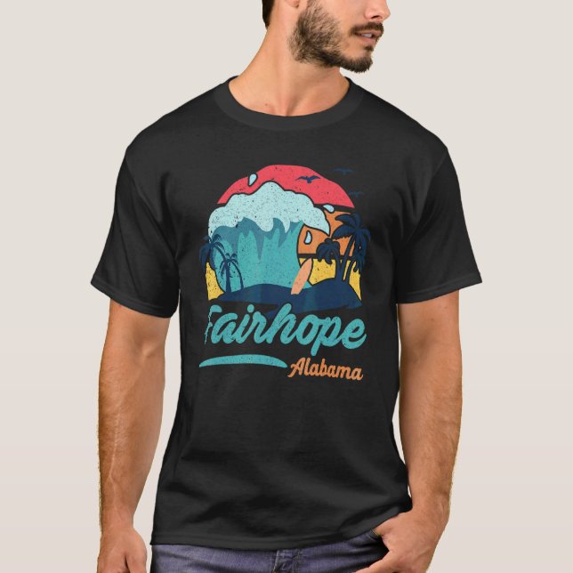 Camiseta Fairhope Alabama Beach Summer Surfing Sunset Palm (Anverso)