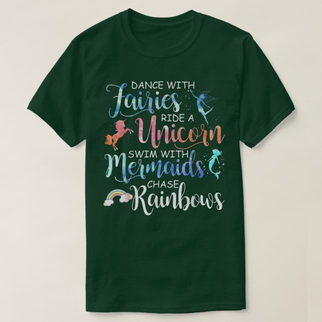 Camiseta Fairies, Unicorns, Mermaids and Rainbows Funny  (Diseño del anverso)