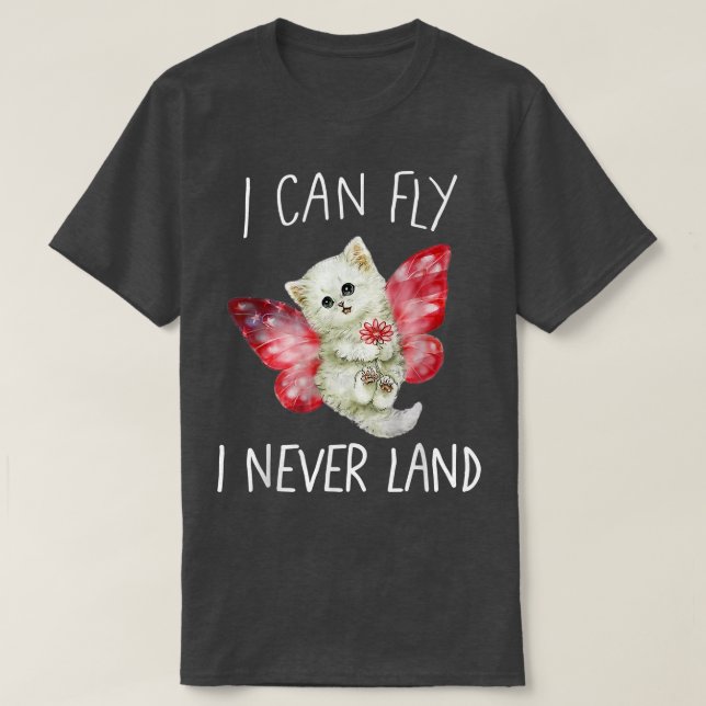 Camiseta Fairy Funny Cute Cat Tee Cat Kitten Flying Butterf (Diseño del anverso)