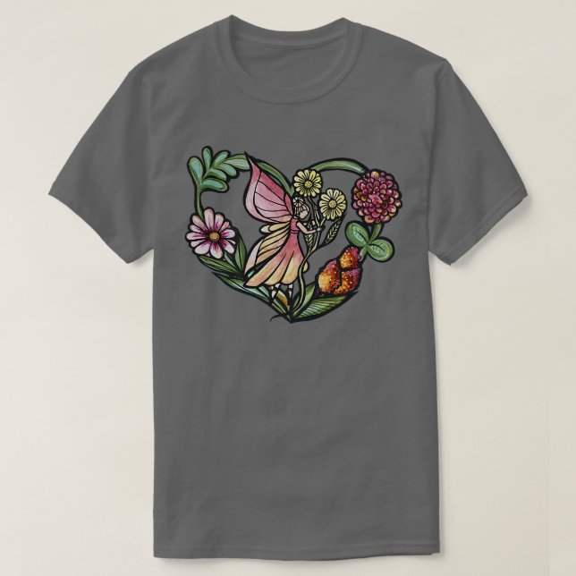Camiseta Fairy Garden Heart Art Fairies Gardening (Diseño del anverso)