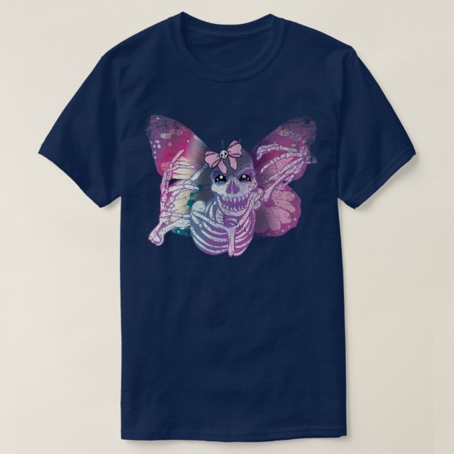 Camiseta Fairy Grunge Fairycore Skeleton Butterfly Pastel G (Diseño del anverso)