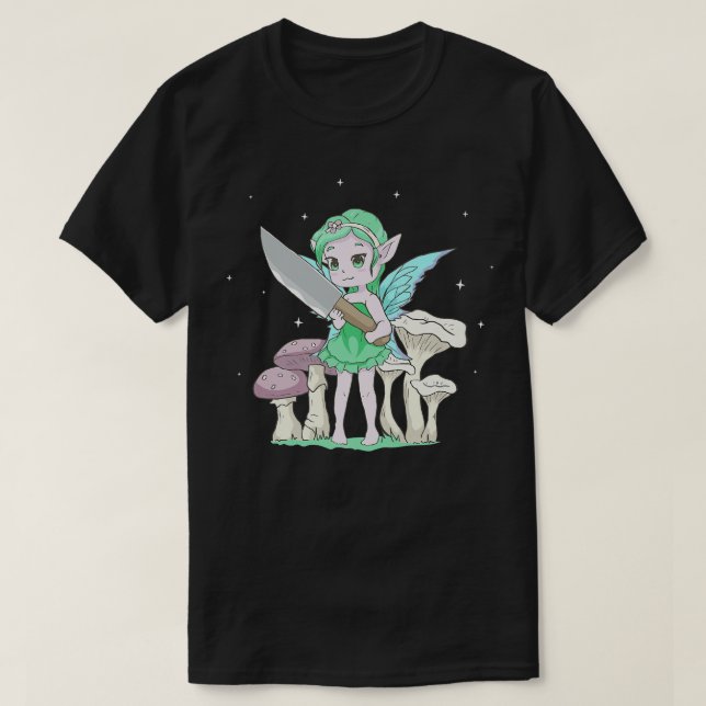 Camiseta Fairycore Aesthetic Kawaii Fairy Holding A Knife C (Diseño del anverso)