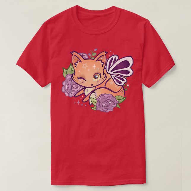 Camiseta Fairycore Estética Cute Kawaii Fairy Fox Purple R (Diseño del anverso)