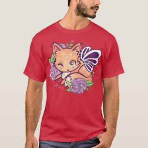 Camiseta Fairycore Estética Cute Kawaii Fairy Fox Purple R