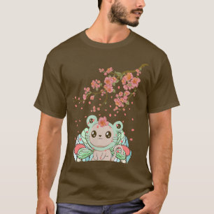 Camiseta Fairycore Estética Fairy Cat Frog Head Cherry Blo
