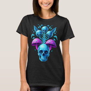 Camiseta Fairycore Mushroom Skulls Estética Vaporwave oscur