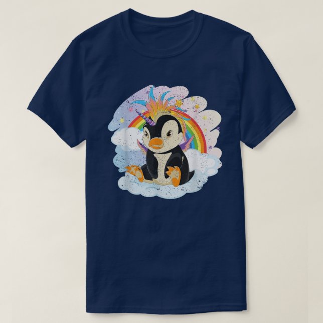 Camiseta Fairytale Bird Penguincorn Rainbow Animal Penguin  (Diseño del anverso)